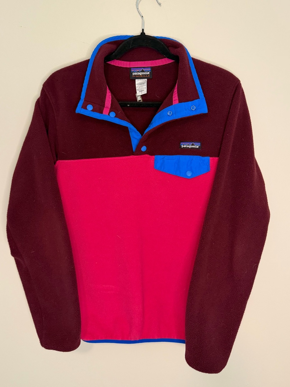 Patagonia Snap-T Fleece Synchilla Pullover - Pink & Burgundy